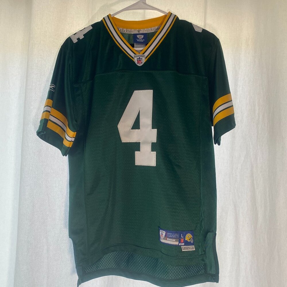 Authentic Reebok Brett Favre #4 Green Bay Packers Jersey Youth Large